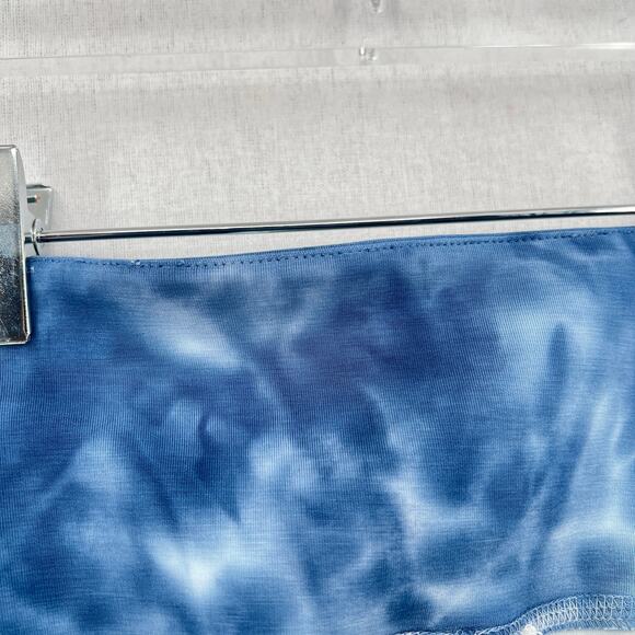 CHASER Workout Cropped Leggings Womens XS Blue Tie Dye Wave Lace up NEW - Picture 12 of 14